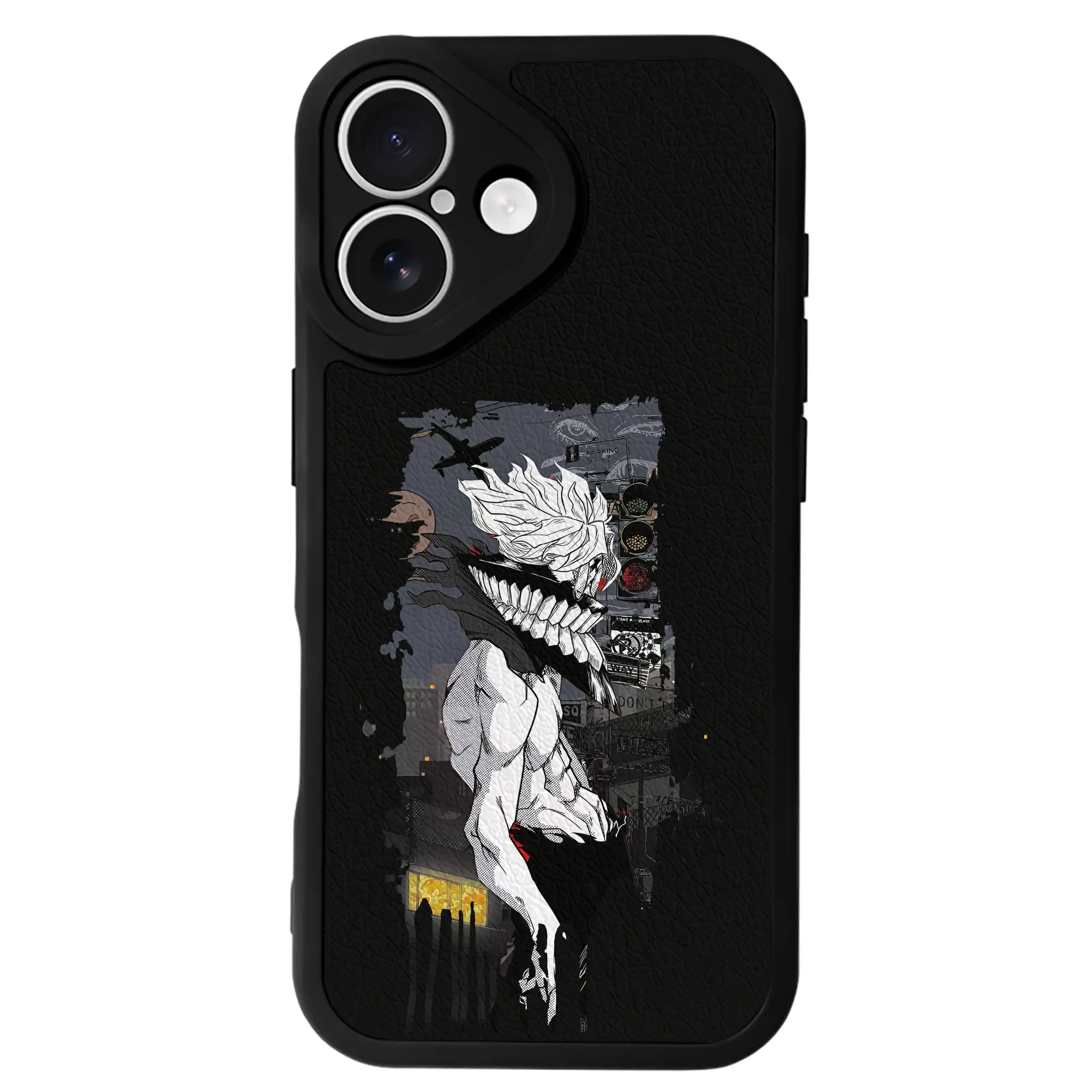 ダンダダン グッズ,オカルン - IPhone 16シリーズ対応 ・ シリコンスマホケース ・ レザー調 ・ 高精度フィット ・ 耐衝撃 ・ ワイヤレス充電対応 ・ 精密カット